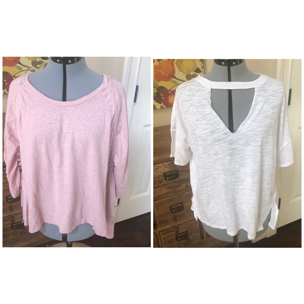 We The Free  FP Beach *2* Tops Pink White M/L
